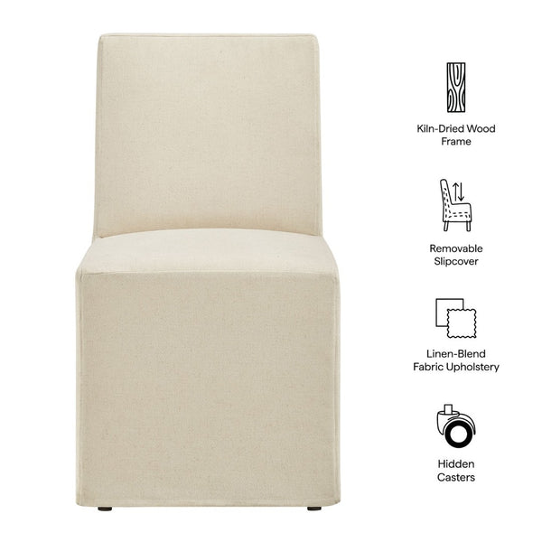 Modway Furniture Tessera Modway Slipcovered Dining Chair with Kiln Dried Wood Frame and Hidden Casters Linen EEI-7528-LIN