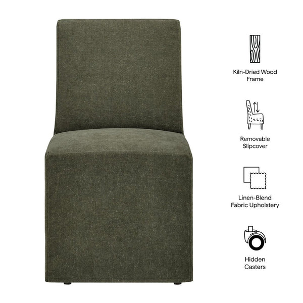 Modway Furniture Tessera Modway Slipcovered Dining Chair with Kiln Dried Wood Frame and Hidden Casters Sage EEI-7528-SGE