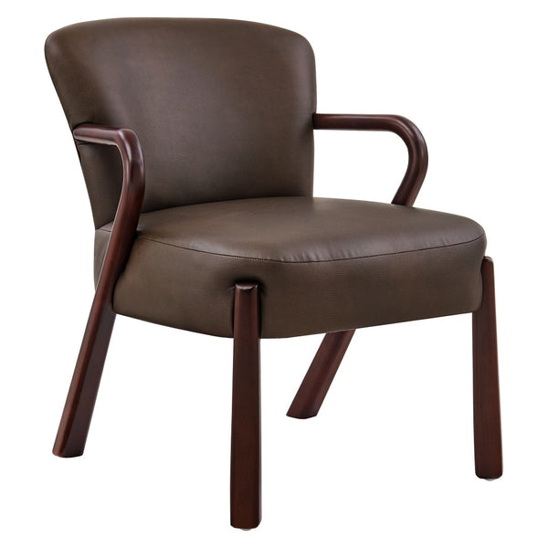 Modway Furniture Arden Mid-century Faux Leather Accent Chair with Sculpted Wood Arms for Living Rooms Espresso EEI-7529-ESP