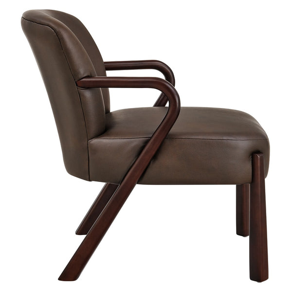 Modway Furniture Arden Mid-century Faux Leather Accent Chair with Sculpted Wood Arms for Living Rooms Espresso EEI-7529-ESP