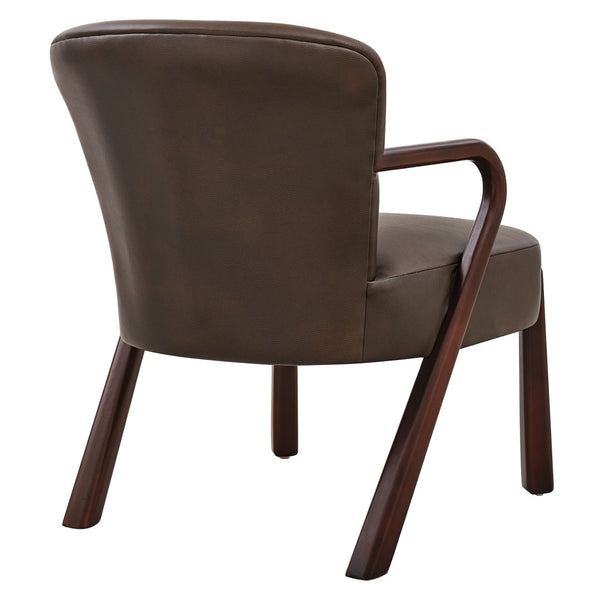 Modway Furniture Arden Mid-century Faux Leather Accent Chair with Sculpted Wood Arms for Living Rooms Espresso EEI-7529-ESP