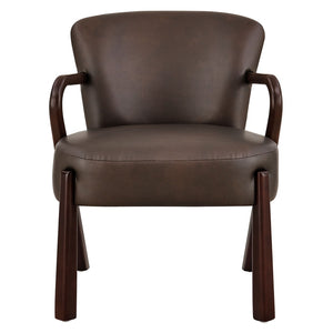 Modway Furniture Arden Mid-century Faux Leather Accent Chair with Sculpted Wood Arms for Living Rooms Espresso EEI-7529-ESP