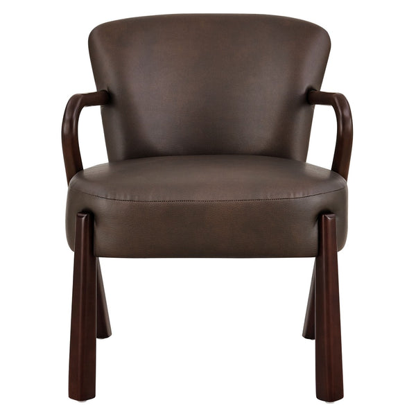 Modway Furniture Arden Mid-century Faux Leather Accent Chair with Sculpted Wood Arms for Living Rooms Espresso EEI-7529-ESP