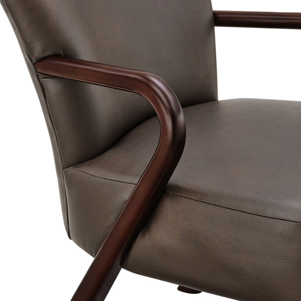Modway Furniture Arden Mid-century Faux Leather Accent Chair with Sculpted Wood Arms for Living Rooms Espresso EEI-7529-ESP