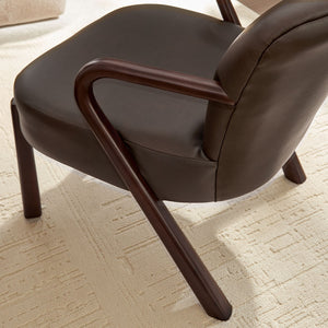 Modway Furniture Arden Mid-century Faux Leather Accent Chair with Sculpted Wood Arms for Living Rooms Espresso EEI-7529-ESP