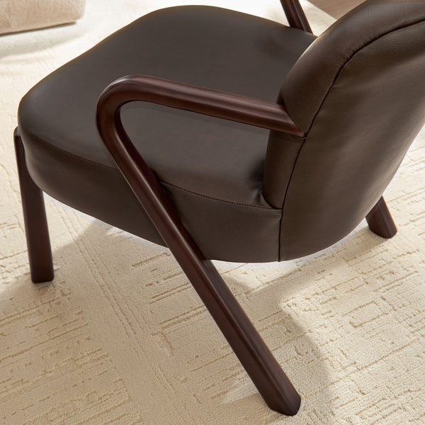 Modway Furniture Arden Mid-century Faux Leather Accent Chair with Sculpted Wood Arms for Living Rooms Espresso EEI-7529-ESP