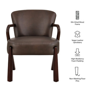Modway Furniture Arden Mid-century Faux Leather Accent Chair with Sculpted Wood Arms for Living Rooms Espresso EEI-7529-ESP
