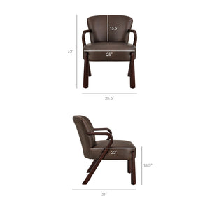 Modway Furniture Arden Mid-century Faux Leather Accent Chair with Sculpted Wood Arms for Living Rooms Espresso EEI-7529-ESP