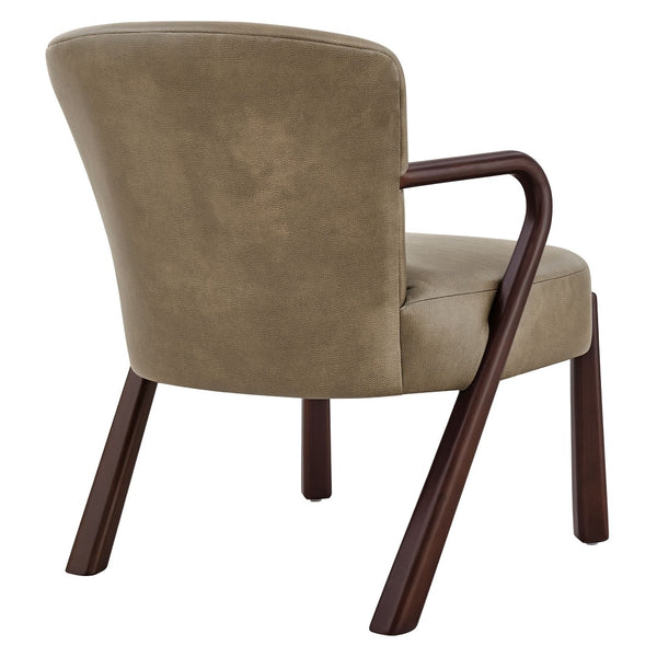 Modway Furniture Arden Mid-century Faux Leather Accent Chair with Sculpted Wood Arms for Living Rooms Mushroom EEI-7529-MUS