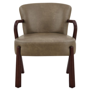 Modway Furniture Arden Mid-century Faux Leather Accent Chair with Sculpted Wood Arms for Living Rooms Mushroom EEI-7529-MUS