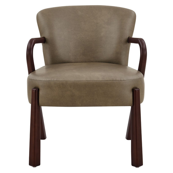 Modway Furniture Arden Mid-century Faux Leather Accent Chair with Sculpted Wood Arms for Living Rooms Mushroom EEI-7529-MUS