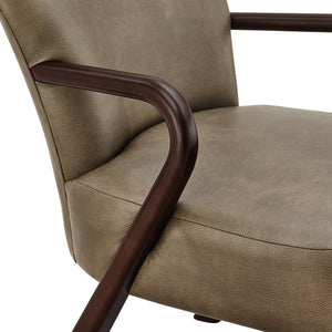 Modway Furniture Arden Mid-century Faux Leather Accent Chair with Sculpted Wood Arms for Living Rooms Mushroom EEI-7529-MUS