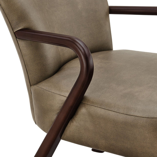 Modway Furniture Arden Mid-century Faux Leather Accent Chair with Sculpted Wood Arms for Living Rooms Mushroom EEI-7529-MUS