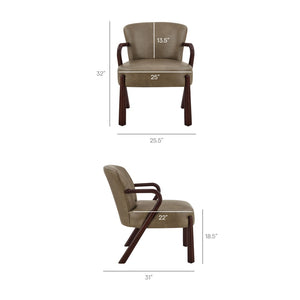 Modway Furniture Arden Mid-century Faux Leather Accent Chair with Sculpted Wood Arms for Living Rooms Mushroom EEI-7529-MUS