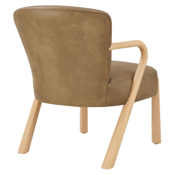 Modway Furniture Arden Mid-century Faux Leather Accent Chair with Sculpted Wood Arms for Living Rooms Toast EEI-7529-TST