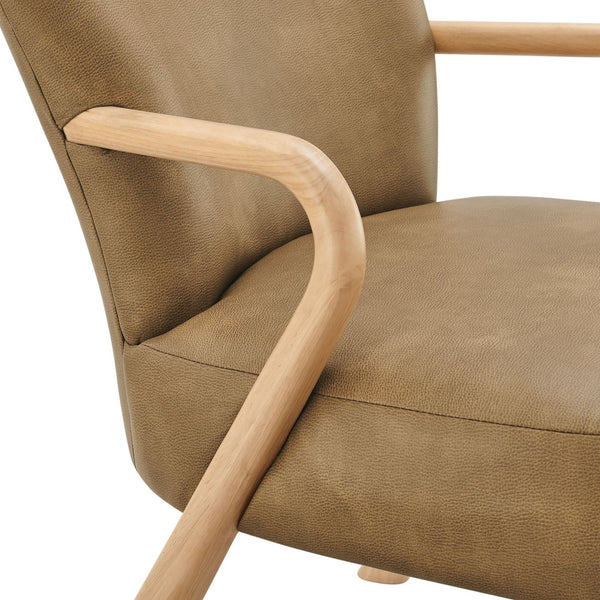 Modway Furniture Arden Mid-century Faux Leather Accent Chair with Sculpted Wood Arms for Living Rooms Toast EEI-7529-TST
