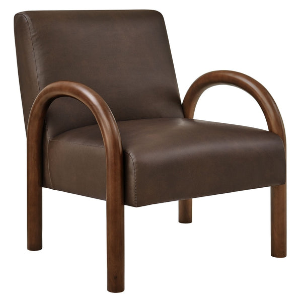 Modway Furniture Lunet Sculptural Pu Leather Accent Chair with Arched Arms for Modern Living Rooms Espresso EEI-7530-ESP