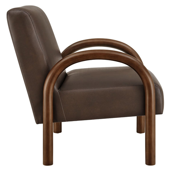 Modway Furniture Lunet Sculptural Pu Leather Accent Chair with Arched Arms for Modern Living Rooms Espresso EEI-7530-ESP