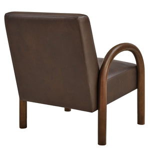 Modway Furniture Lunet Sculptural Pu Leather Accent Chair with Arched Arms for Modern Living Rooms Espresso EEI-7530-ESP