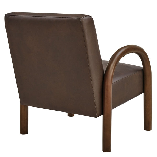 Modway Furniture Lunet Sculptural Pu Leather Accent Chair with Arched Arms for Modern Living Rooms Espresso EEI-7530-ESP