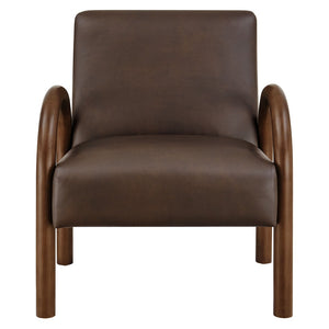 Modway Furniture Lunet Sculptural Pu Leather Accent Chair with Arched Arms for Modern Living Rooms Espresso EEI-7530-ESP