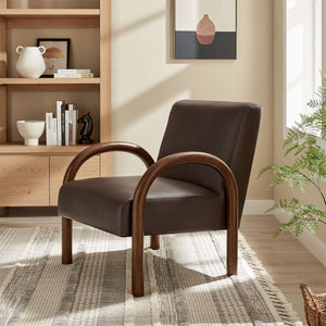 Modway Furniture Lunet Sculptural Pu Leather Accent Chair with Arched Arms for Modern Living Rooms Espresso EEI-7530-ESP