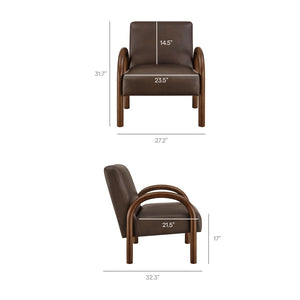 Modway Furniture Lunet Sculptural Pu Leather Accent Chair with Arched Arms for Modern Living Rooms Espresso EEI-7530-ESP
