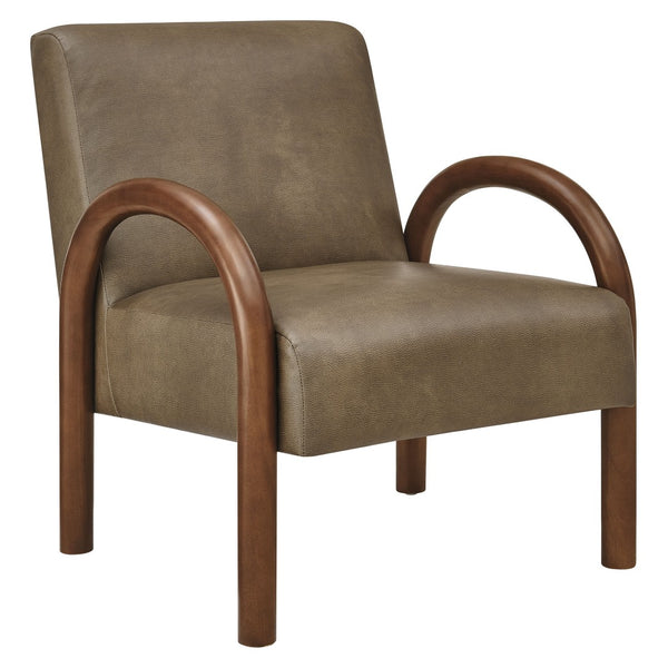 Modway Furniture Lunet Sculptural Pu Leather Accent Chair with Arched Arms for Modern Living Rooms Mushroom EEI-7530-MUS