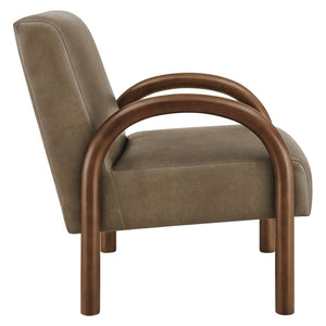 Modway Furniture Lunet Sculptural Pu Leather Accent Chair with Arched Arms for Modern Living Rooms Mushroom EEI-7530-MUS