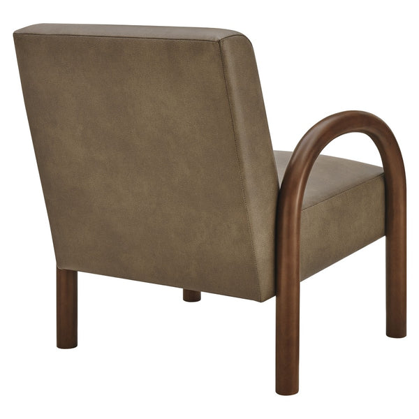 Modway Furniture Lunet Sculptural Pu Leather Accent Chair with Arched Arms for Modern Living Rooms Mushroom EEI-7530-MUS