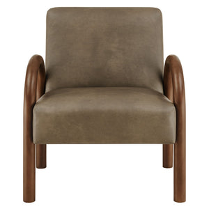 Modway Furniture Lunet Sculptural Pu Leather Accent Chair with Arched Arms for Modern Living Rooms Mushroom EEI-7530-MUS