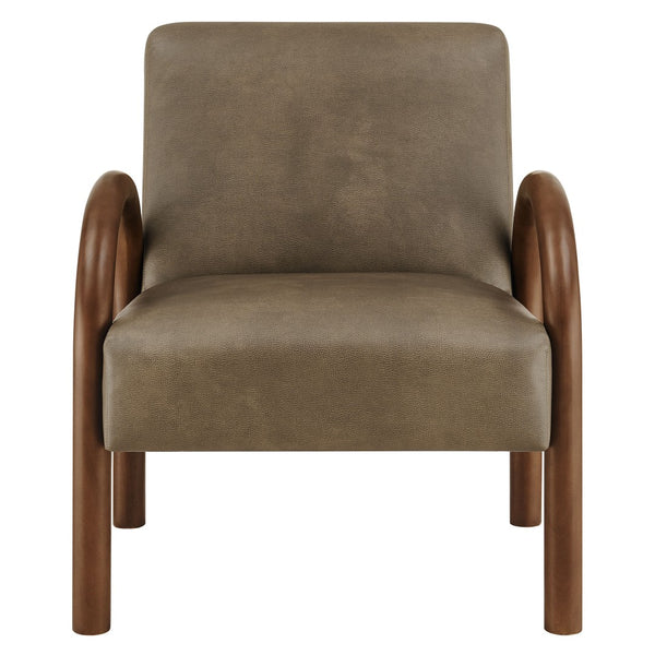 Modway Furniture Lunet Sculptural Pu Leather Accent Chair with Arched Arms for Modern Living Rooms Mushroom EEI-7530-MUS