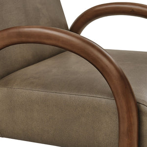 Modway Furniture Lunet Sculptural Pu Leather Accent Chair with Arched Arms for Modern Living Rooms Mushroom EEI-7530-MUS