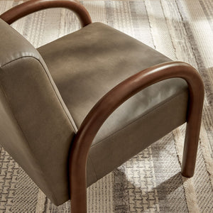 Modway Furniture Lunet Sculptural Pu Leather Accent Chair with Arched Arms for Modern Living Rooms Mushroom EEI-7530-MUS