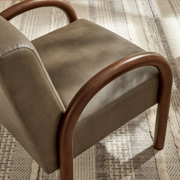 Modway Furniture Lunet Sculptural Pu Leather Accent Chair with Arched Arms for Modern Living Rooms Mushroom EEI-7530-MUS