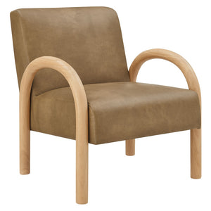 Modway Furniture Lunet Sculptural Pu Leather Accent Chair with Arched Arms for Modern Living Rooms Toast EEI-7530-TST