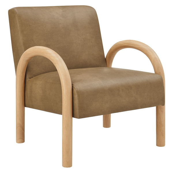 Modway Furniture Lunet Sculptural Pu Leather Accent Chair with Arched Arms for Modern Living Rooms Toast EEI-7530-TST