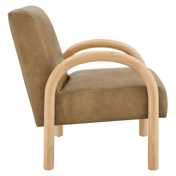 Modway Furniture Lunet Sculptural Pu Leather Accent Chair with Arched Arms for Modern Living Rooms Toast EEI-7530-TST