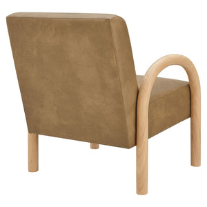 Modway Furniture Lunet Sculptural Pu Leather Accent Chair with Arched Arms for Modern Living Rooms Toast EEI-7530-TST