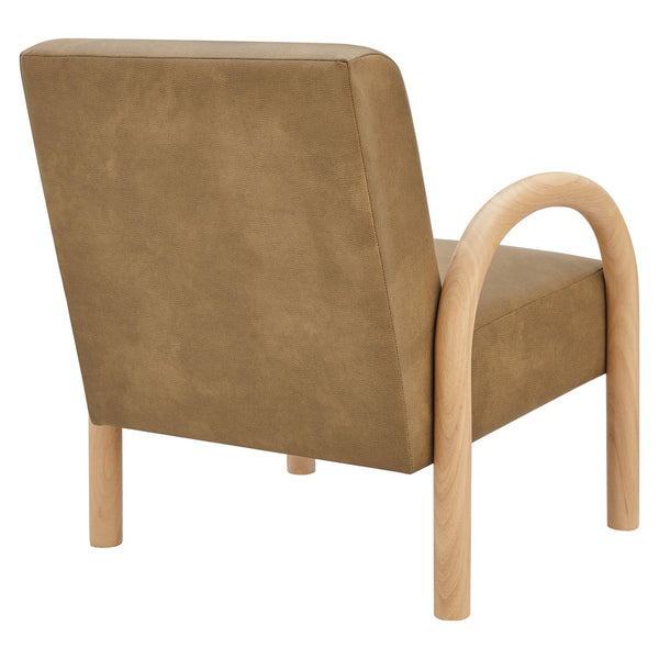 Modway Furniture Lunet Sculptural Pu Leather Accent Chair with Arched Arms for Modern Living Rooms Toast EEI-7530-TST