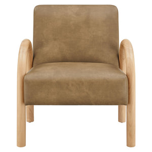 Modway Furniture Lunet Sculptural Pu Leather Accent Chair with Arched Arms for Modern Living Rooms Toast EEI-7530-TST
