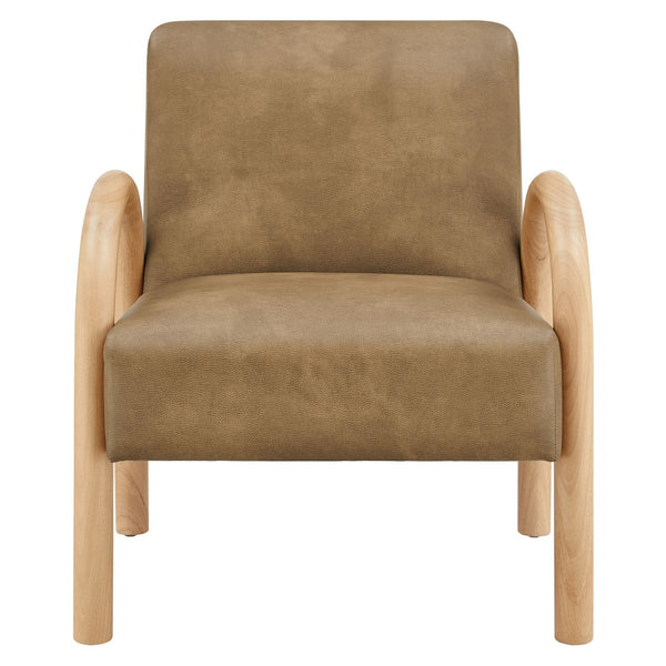 Modway Furniture Lunet Sculptural Pu Leather Accent Chair with Arched Arms for Modern Living Rooms Toast EEI-7530-TST