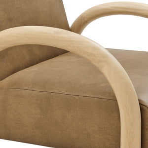 Modway Furniture Lunet Sculptural Pu Leather Accent Chair with Arched Arms for Modern Living Rooms Toast EEI-7530-TST