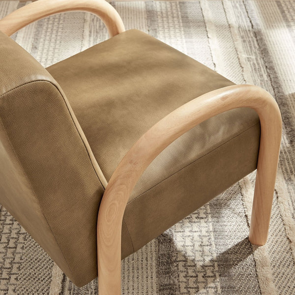 Modway Furniture Lunet Sculptural Pu Leather Accent Chair with Arched Arms for Modern Living Rooms Toast EEI-7530-TST