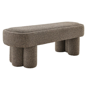 Modway Furniture Mossi Oval Boucle Upholstered Bench with Sculptural Clover Base for Bedroom or Entryway Earth EEI-7531-ETH