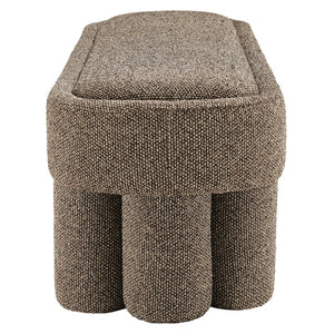 Modway Furniture Mossi Oval Boucle Upholstered Bench with Sculptural Clover Base for Bedroom or Entryway Earth EEI-7531-ETH