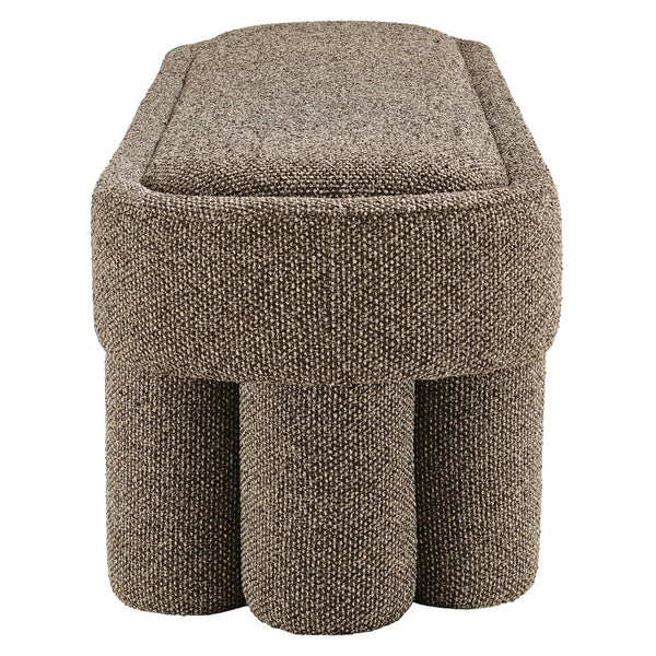 Modway Furniture Mossi Oval Boucle Upholstered Bench with Sculptural Clover Base for Bedroom or Entryway Earth EEI-7531-ETH