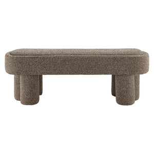 Modway Furniture Mossi Oval Boucle Upholstered Bench with Sculptural Clover Base for Bedroom or Entryway Earth EEI-7531-ETH