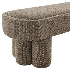Modway Furniture Mossi Oval Boucle Upholstered Bench with Sculptural Clover Base for Bedroom or Entryway Earth EEI-7531-ETH