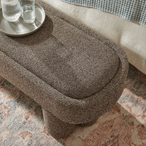 Modway Furniture Mossi Oval Boucle Upholstered Bench with Sculptural Clover Base for Bedroom or Entryway Earth EEI-7531-ETH